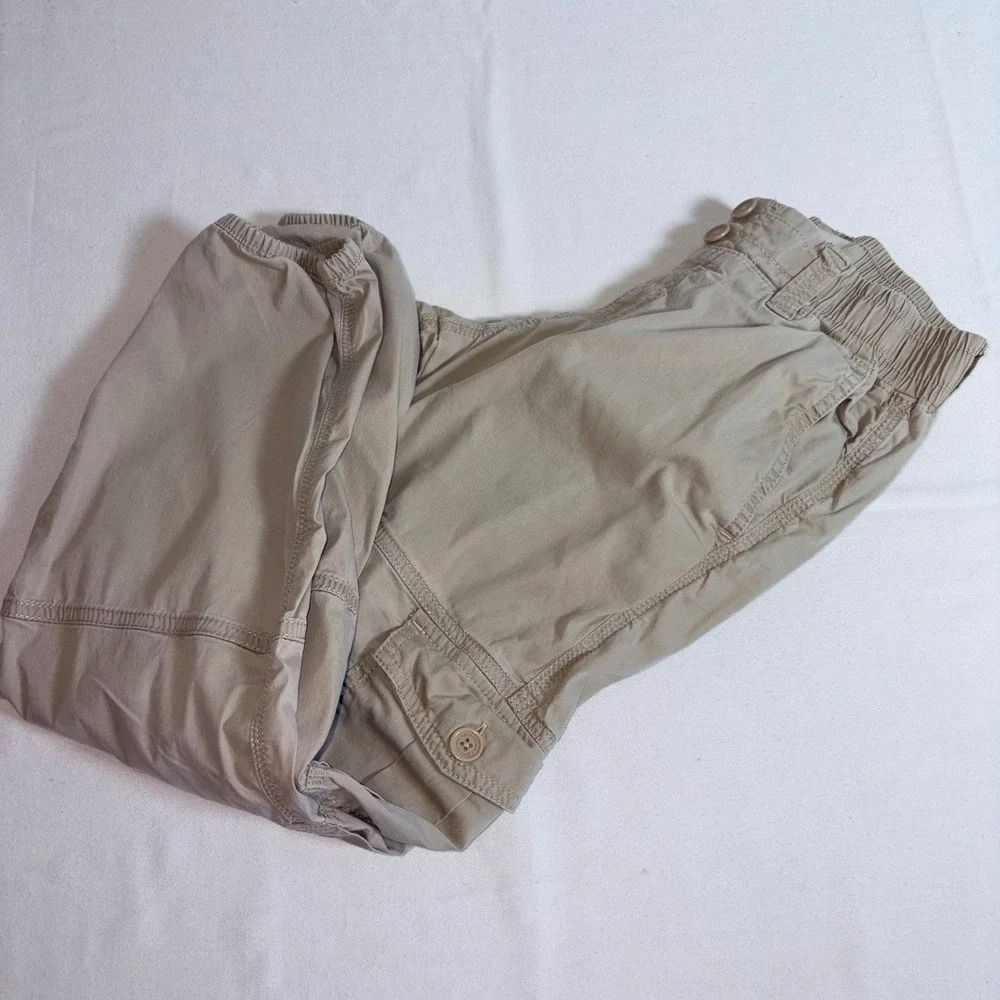 Abercrombie Kids Cargo Jogger Pants age 11 / 12 Tan  Elastic Waist Utility